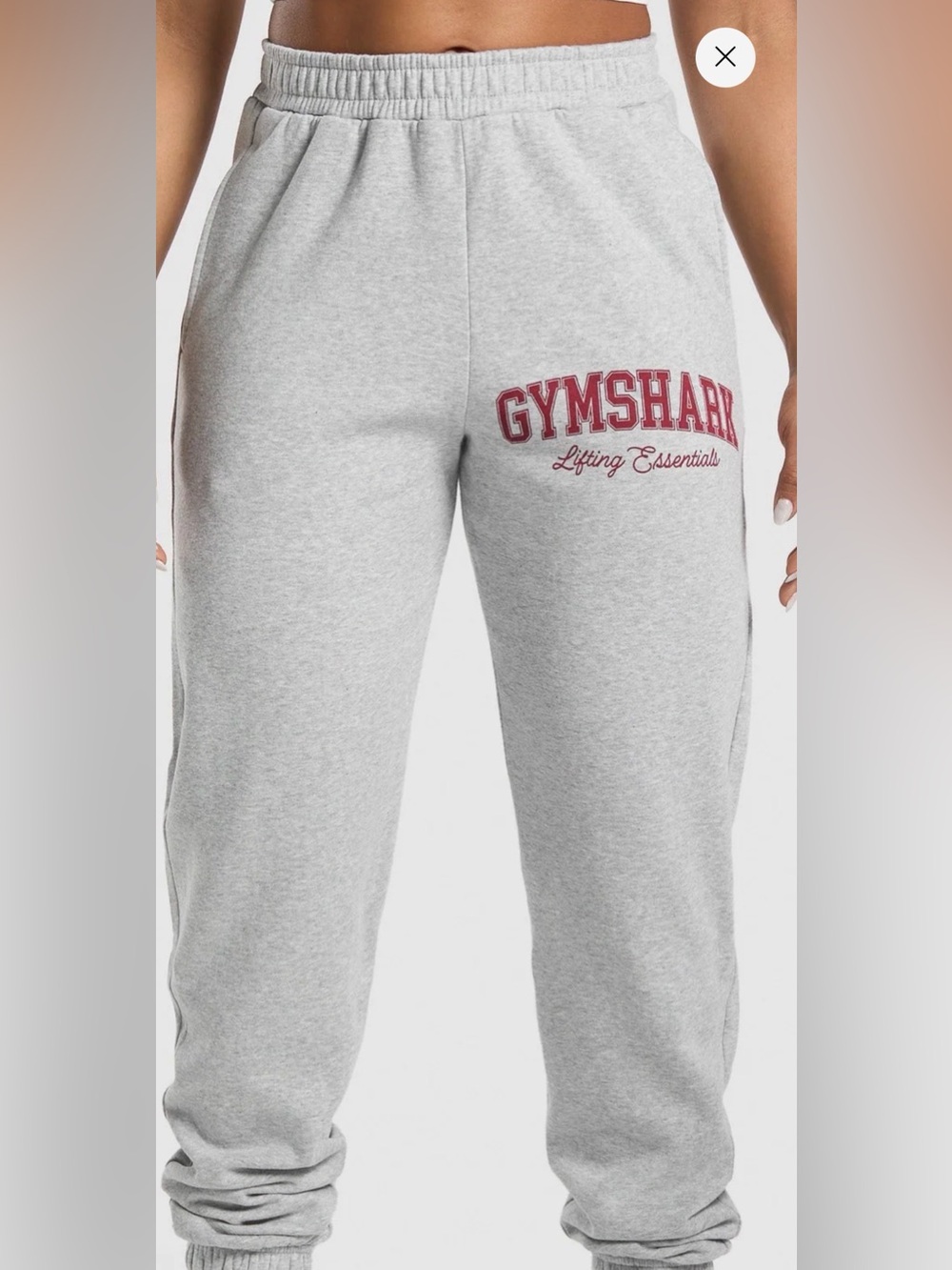 Gymshark Lifting Essentials Jogger Sweatpants Gray Red Logo Women’s Small Fleece